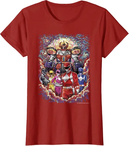 Vista 19 de Power Rangers Mighty Morphin' Megazord Starry Night Poster Camiseta