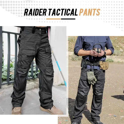 Vista 4 de PIONS Pantalones tácticos impermeables para hombre, pantalones de senderismo multifuncionales, rodillera duradera con múltiples bolsillos