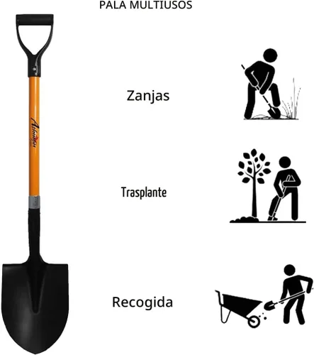 Vista 4 de Ashman - Pala de excavación resistente (paquete de 1) de 41 pulgadas con hoja de zanja y mango cómodo, ideal para jardín, paisajismo, construcción