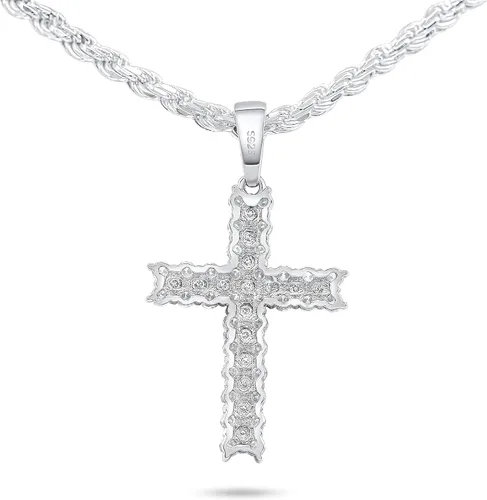 Vista 7 de VVS1 - Colgante de cruz de moissanita para hombres y mujeres, chapado en oro de 18 quilates, plata de ley 925 maciza, color D, solo colgante