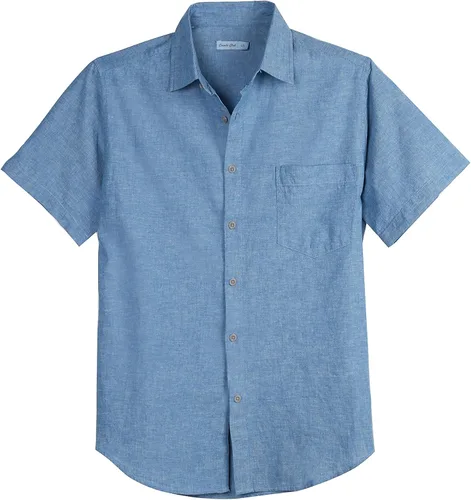 Vista 2 de COEVALS CLUB Mens Linen Beach Summer Casual Button Down Shirt Short Sleeve Shirts