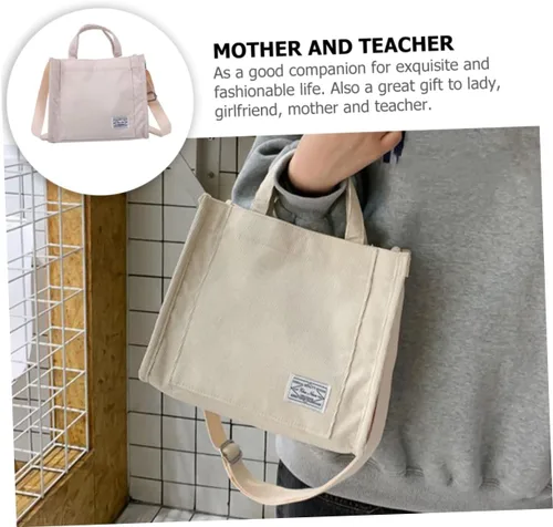 Vista 5 de PACKOVE Bolsas de hombro de paja para mujer, mini bolsa de mano para escuela, lindas bolsas de mano de pana