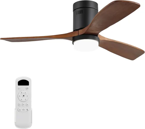 Vista 14 de Sofucor - Ventilador de techo de 52 pulgadas sin luces, moderno, de madera maciza, con control remoto, 5000 CFM de alto flujo de aire, motor CC