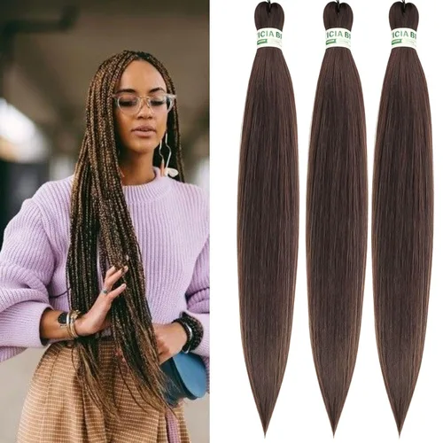Vista 55 de Cabello trenzado para niños preestirado de 16 pulgadas, color negro para niños, trenzas sin nudos