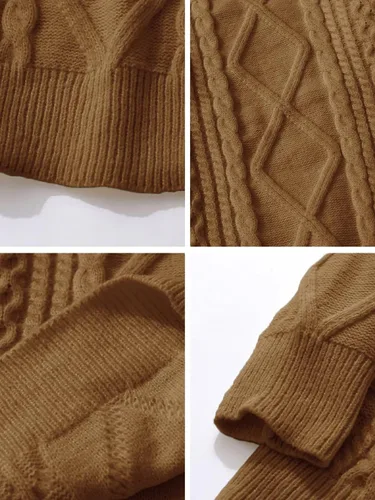 Vista 27 de Aelfric Eden Oversized Knit Sweater Solid Vintage Pullover Unisex Woven Crewneck Knitted Tops
