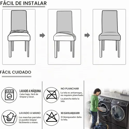Vista 7 de Juego de 4 fundas para sillas de comedor, elásticas de elastano estampadas, fundas para sillas de comedor, lavables, extraíbles para sillas Parsons