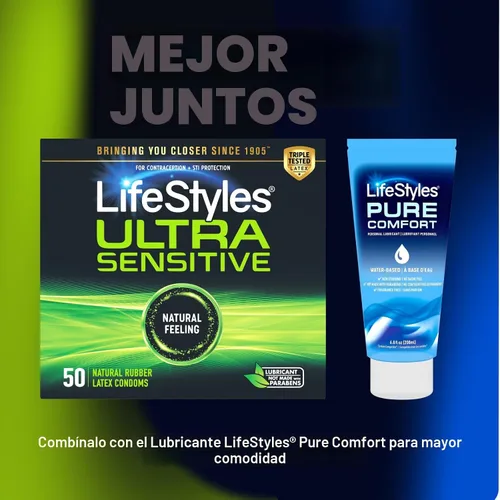 Vista 6 de LifeStyles Preservativos Ultra Sensibles de Látex Natural Lubricados Premium Paquete de Valor - 50 Unidades, 1 Paquete - Triple Probados