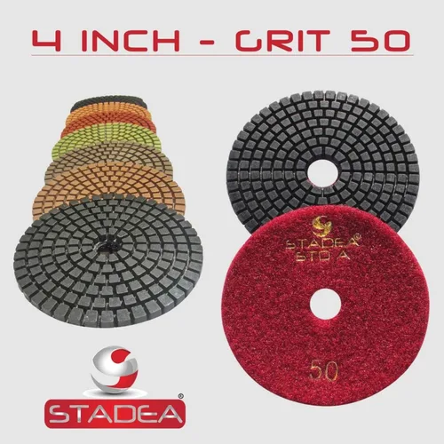 Vista 3 de Grit 50 4" Diamond Pulir Pads Premium Grado Mojado Flexible 3 MM Alto