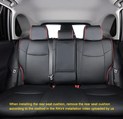 Vista 64 de Fundas de asiento RAV4 de ajuste personalizado, piel sintética impermeable para Toyota RAV4 2013-2018 (beige)