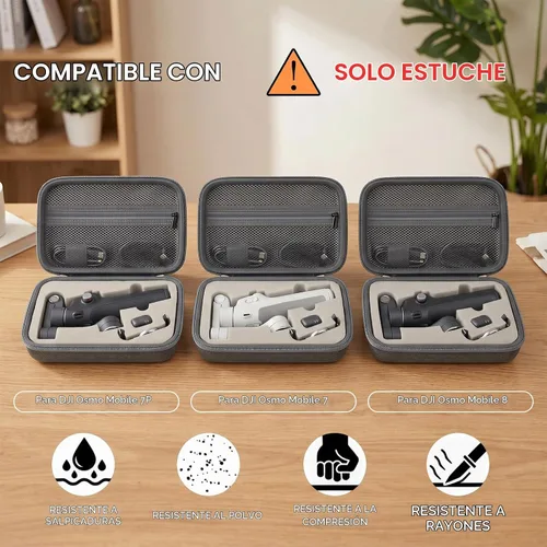 Vista 2 de Comecase Osmo Mobile 8/7P - Funda compatible con DJI OM 8/OM 7 Pro/7 Gimbal Stabilizer, bolsa de viaje con bolsillo de malla y acolchado de esponja
