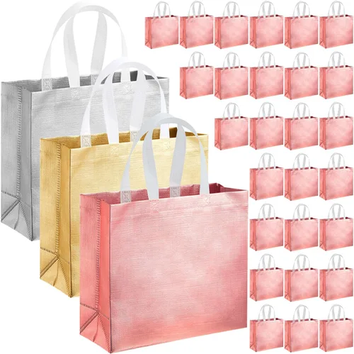 Vista 11 de Eccliy 60 bolsas de regalo reutilizables con asas para dama de honor, boda, color negro