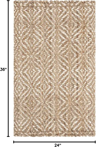Vista 2 de SAFAVIEH Natural Fiber Collection - Alfombra decorativa de 2 x 3 pies, natural y marfil, hecha a mano de yute tejido de estilo bohemio, ideal