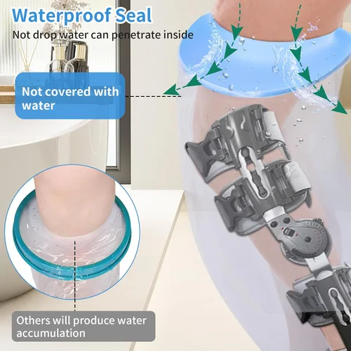 Vista 4 de Funda impermeable extra ancha para ducha, adulto, reutilizable Extra Large Leg Cast Protector for Shower, Covers Full Leg, Knee, Ankle & Foot, for
