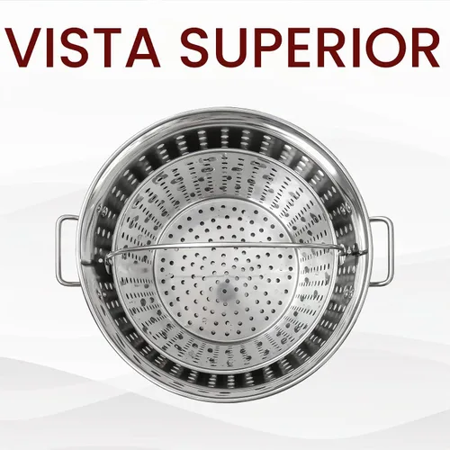 Vista 2 de CONCORD Olla de acero inoxidable con cesta de vapor. Utensilios de cocina ideales para hervir y cocinar al vapor (24 cuartos de galón)