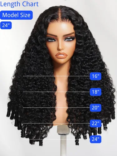 Vista 6 de Nadula Peluca Sin Deslizamiento 13x4 HD Rizada Birmana con Cordón de Cabello Humano con Extremos en Espiral de Dedo, Sin Pegamento Pre Cortada