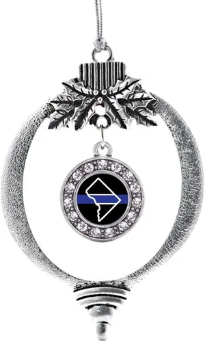 Vista 70 de Inspired Silver - Adorno con dije de cara de carlino - Adornos navideños de círculo de plata con joyas de circonita cúbica