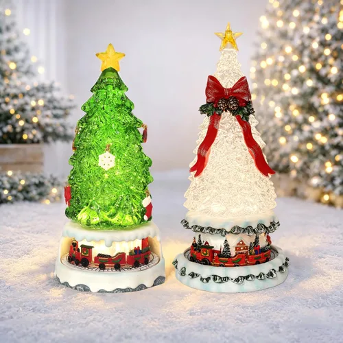 Vista 8 de Globo de purpurina animado, iluminado y musical con arco de Navidad Blanco