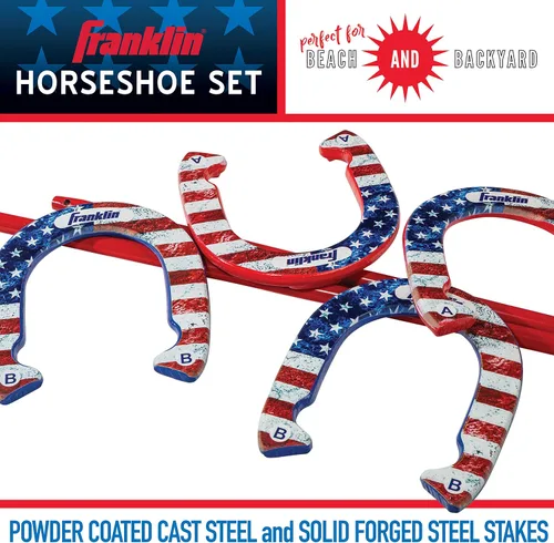 Vista 2 de Franklin Sports Horseshoes Sets - Game Sets for Adults + Kids - Includes (4) Horseshoes and (2) Ground Stakes