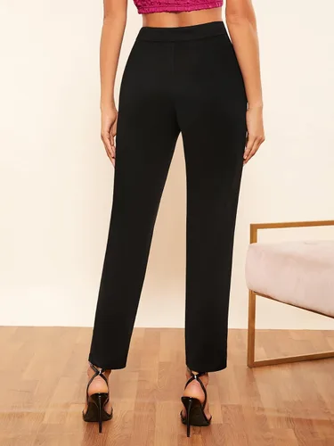 Vista 3 de Milumia Pantalones de trabajo cortos de cintura alta elásticos casuales para mujer