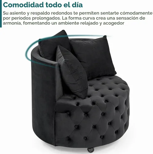Vista 6 de JOYBASE Silla giratoria de barril con 3 almohadas, sillón redondo de acento, cómodo y cómodo, moderno sofá circular para sala de estar, dormitorio