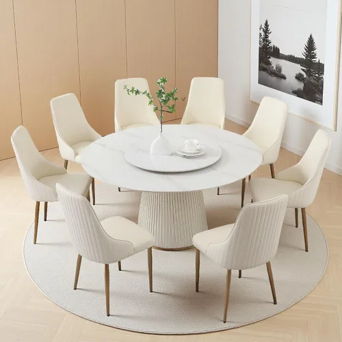 Vista 17 de Montary Juego de 2 sillas de comedor, modernas sillas de piel sintética color blanco crema con patas de metal dorado y respaldo ergonómico para sala