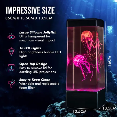 Vista 5 de JINX LUMINOUS JELLYFISH Lámpara grande de alta calidad – Luz LED de 14 pulgadas para acuario con medusas flotantes realistas – Alternativa