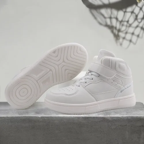 Vista 3 de brooman Zapatos de baloncesto para niños, tenis de caña alta para niñas, zapatos de escuela, zapatos deportivos para correr