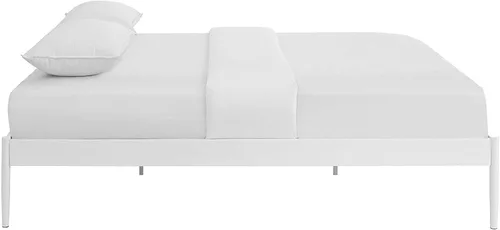 Vista 5 de Modway Elsie - Base de cama de metal con soporte de tablillas, tamaño matrimonial, color blanco