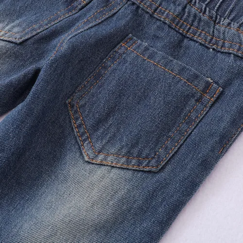Vista 6 de XUANHAO Ropa de bebé niña de 12, 18 y 24 meses, trajes para niñas pequeñas, ropa de mezclilla con volantes, pantalones de mezclilla rasgados