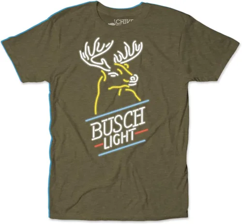 Vista 3 de Busch Light Deer Buck Neon Beer Sign Camiseta Negro
