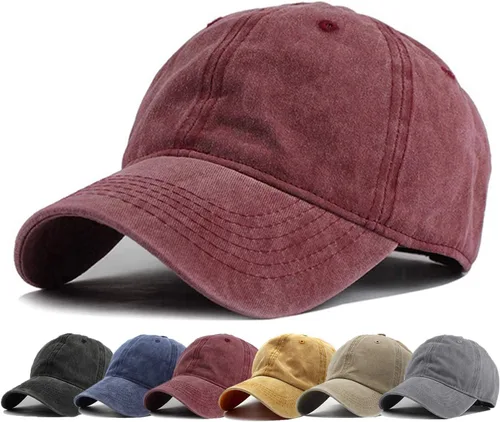 Vista 30 de HH HOFNEN Gorra de béisbol de algodón de sarga lavada y desgastada, vintage, ajustable, para hombre y mujer