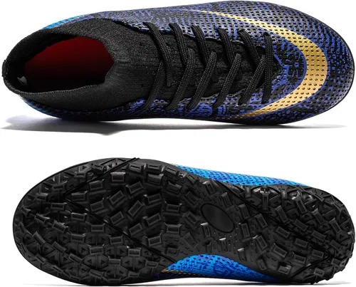 Vista 7 de oTzTTzTo Zapatos de fútbol de césped para niños y niñas, zapatos de fútbol sin cordones