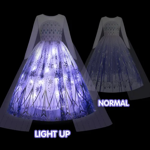Vista 4 de UPORPOR Princess Costume for Girls, RGB LED Light Up Syncs Music App Control, Toddler Princess Dress Up Halloween Costume