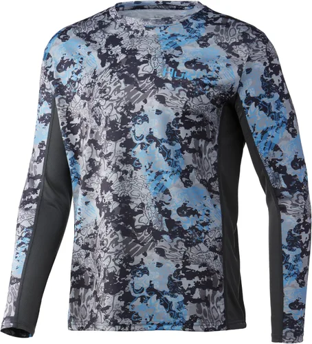 Vista 59 de HUK Camisa de manga larga Icon X para hombre, camisa de pesca de alto rendimiento Azul celeste