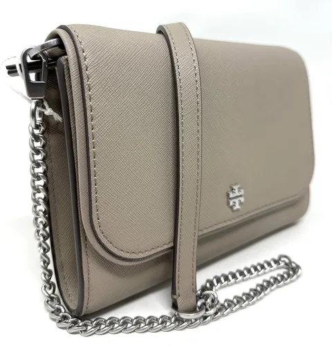 Vista 2 de Tory Burch Emerson Chain Wallet - Bolso cruzado de cuero (tiza gris), Tiza gris