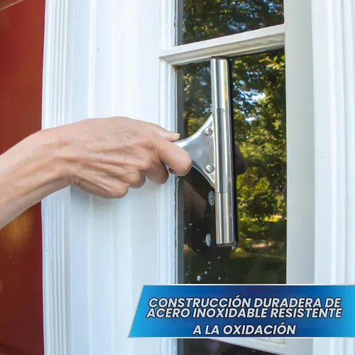 Vista 4 de Unger Escobilla profesional de limpieza de ventanas y vidrio de acero inoxidable de 8 pulgadas, suministros de limpieza, escobilla resistente
