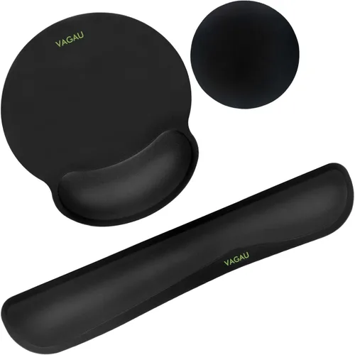 Vista 16 de VAGAU Reposamuñecas Premium para Teclado y Soporte de Muñeca para Mouse Pad, Juego de Espuma Viscoelástica Ergonómica para Oficina, Laptop, Mac