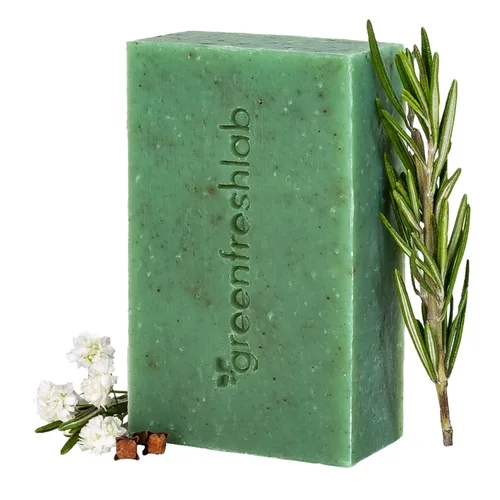 Vista 11 de Jabón exfoliante Clove & Cinnamon para hombres o mujeres con avena orgánica, aceites orgánicos, veganos, totalmente naturales, veganos y sin