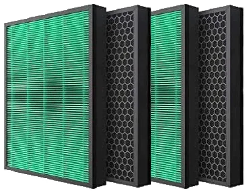 Vista 5 de Paquete de 2 filtros de carbono Nispira True HEPA de repuesto compatibles con el purificador de aire Coway Airmega Max2 400S 400. 10.88" x 1.75" x