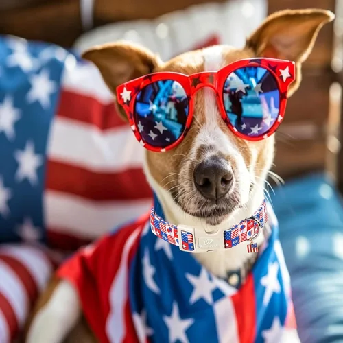 Vista 7 de Collar para perros del 4 de julio, collares patrióticos azules para cachorros y perros pequeños, ligero y ajustable 1776 collares para cachorros