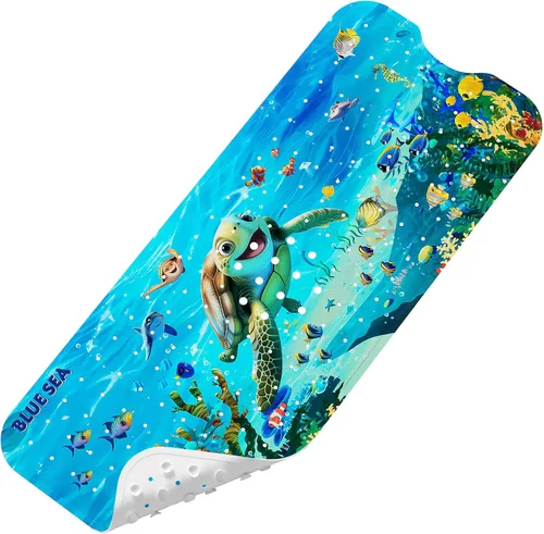 Vista 24 de Tapete de Baño para Bebé Mejorado con Dibujos Animados Antideslizante - 40"x16" Extra Largo Tapete de Bañera para Bebé Ecológico Duradero Tapete