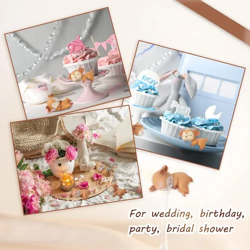 Vista 10 de 12 piezas de figuras de ciervos para decoración de pasteles para baby