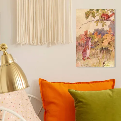 Vista 5 de The Oliver Gal Artist Co. Lienzo decorativo de pared con diseño de animales para la habitación de los niños, The Busy Bunny, decoración