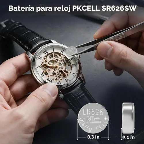 Vista 2 de PKCELL 10 unids LR626 Batería 377 SR626sw Reloj Batería 1.5Volt Alcalinas AG4 Pilas de Botón