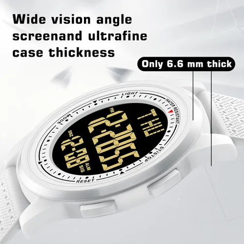 Vista 6 de NN BEN NEVIS Reloj digital para hombre, reloj digital con cronómetro, cuenta regresiva, alarma, doble hora, calendario, ultra fino, minimalista