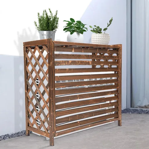 Vista 2 de Pantalla de privacidad para valla de aire acondicionado, cubierta de madera para persianas de aire acondicionado, cubierta de protección al aire