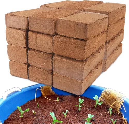 Vista 10 de Ladrillo de coco para suelo de coco orgánico - Paquete de 2 con bajo equilibrio de EC y pH - Fibra de alta expansión para hierbas y flores - Medio
