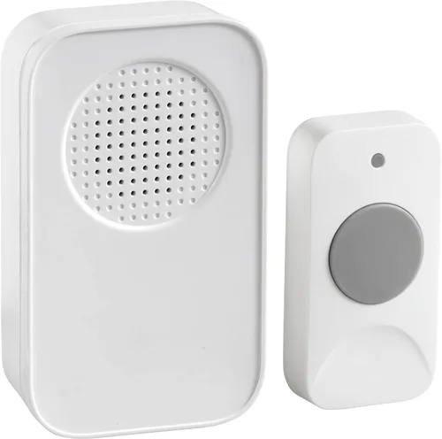 Vista 13 de Newhouse Hardware WCMB - Kit de timbre inalámbrico con batería blanca Timbre de puerta funciona con pilas, timbre de timbre para aula, hogar