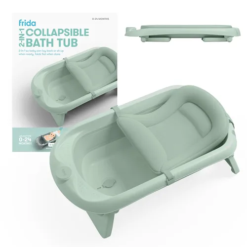 Vista 8 de Frida Bañera plegable 2 en 1 para bebé, eslinga de soporte extraíble, 0-24 meses Blanco