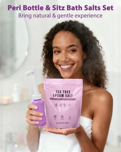 Vista 2 de Peri Bottle & Sitz - Juego de baño para cuidado posparto, bidé portátil y sales de baño para limpieza perineal Portable Bidet and Bath Salts for